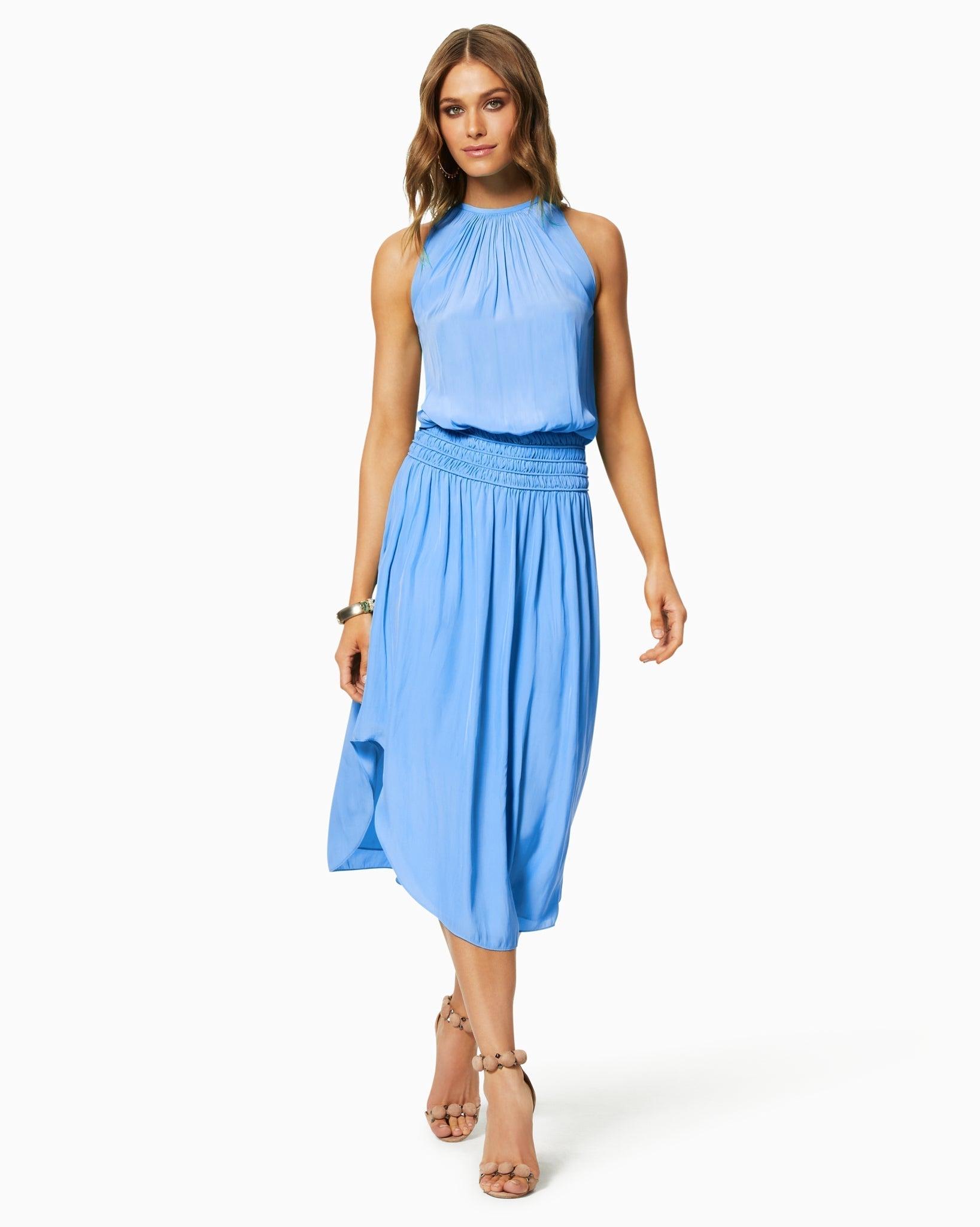 flowy satin midi dress Rosalind Midi Dress Midnight / M