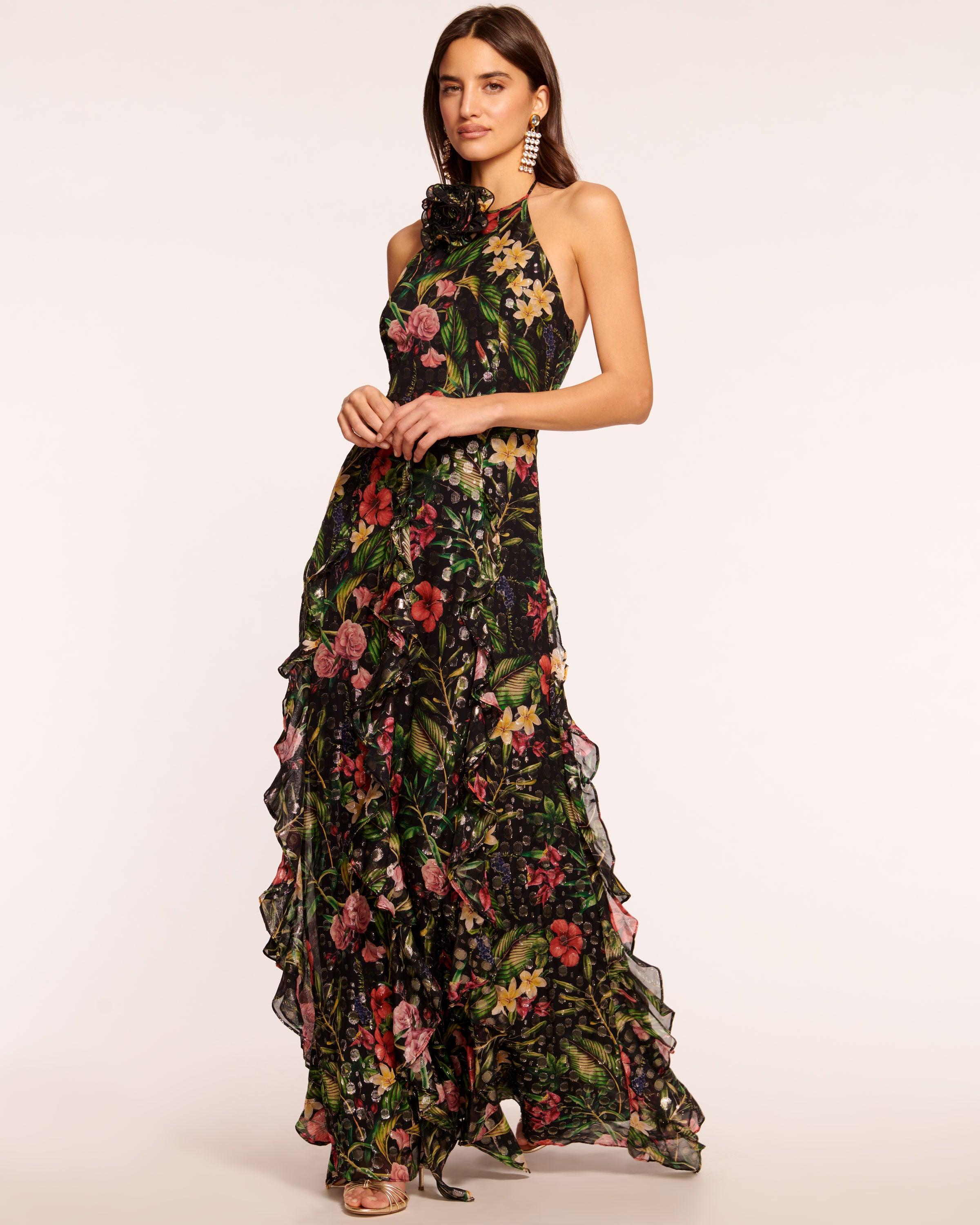Ramy Brook Idella Ruffle Halter Gown | Lyst