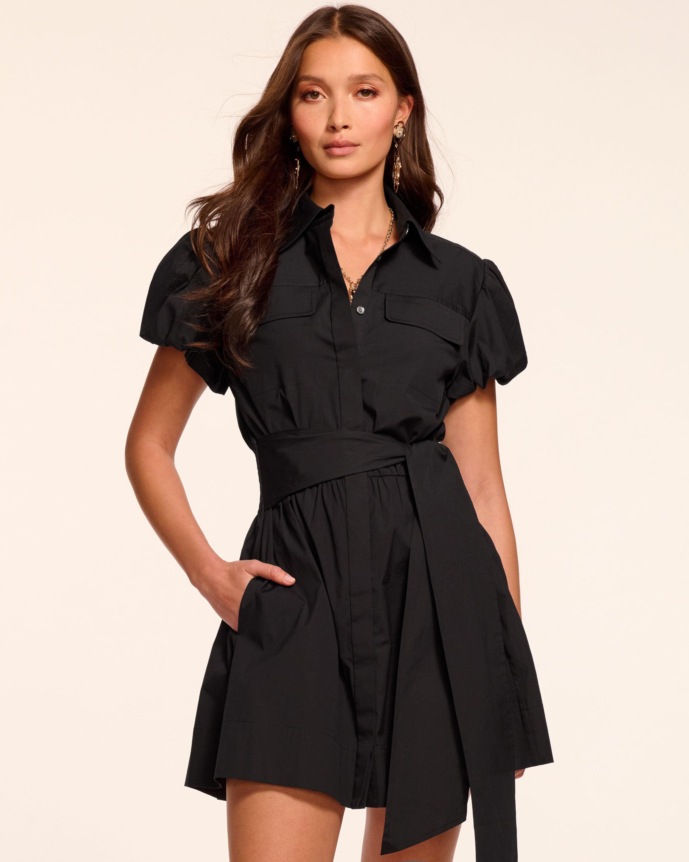 wild fable ruffle tiered black mini dress Ramy Brook Black Embroidered Marceline Cotton Poplin Mini Dress main image 1