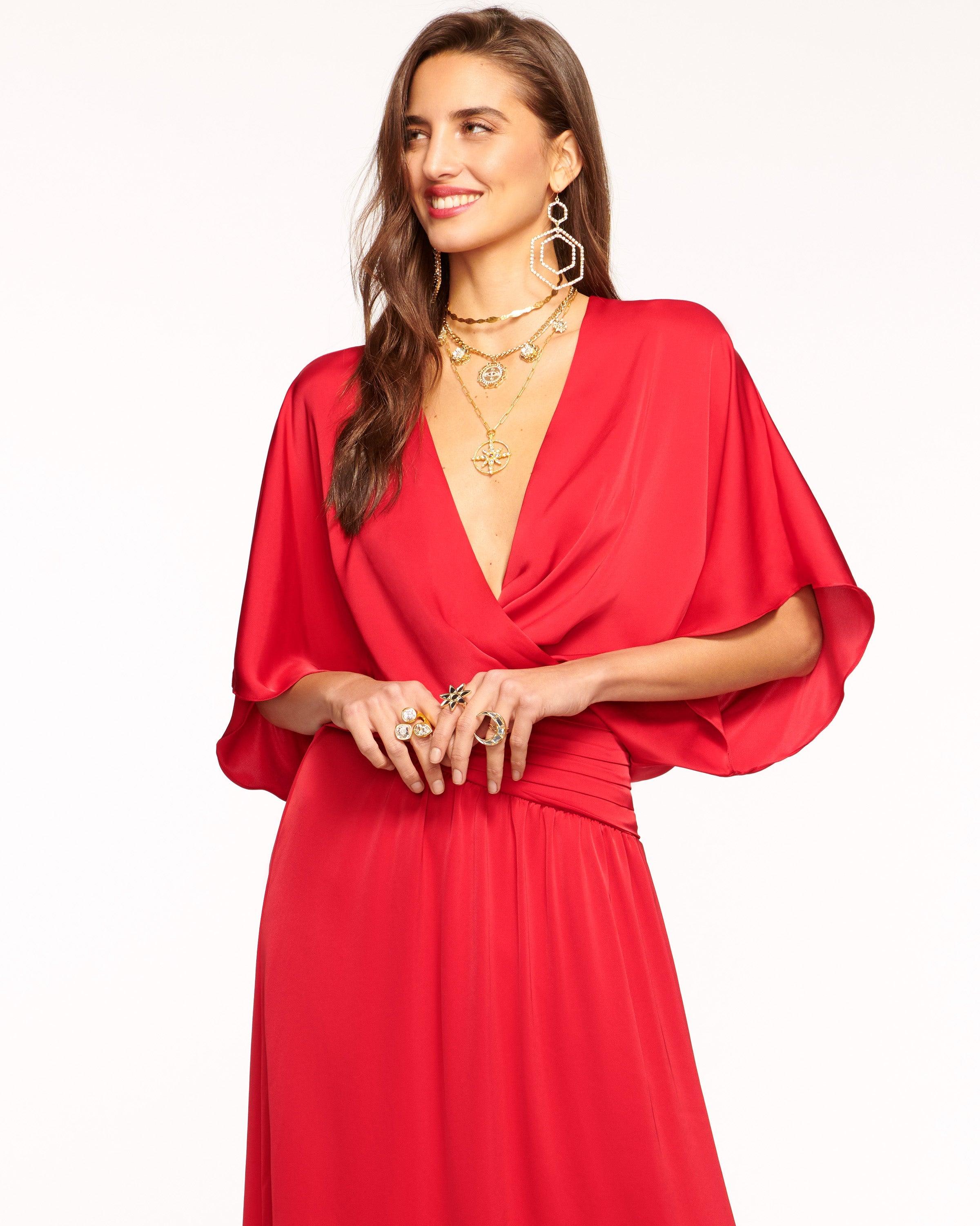Ramy Brook Adiel Wrap Midi Dress in Black | Lyst