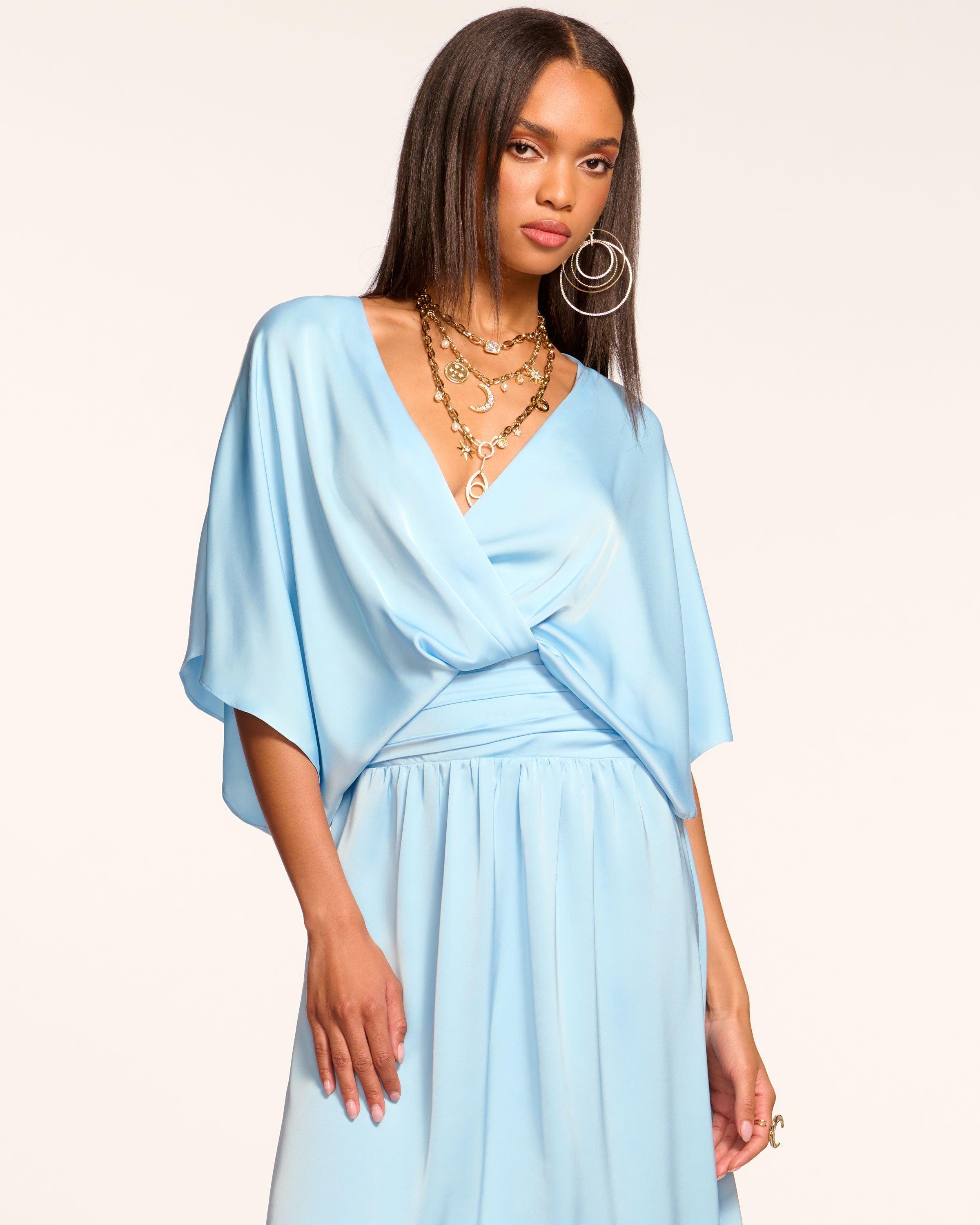 Ramy Brook Adiel Wrap Midi Dress in Black | Lyst