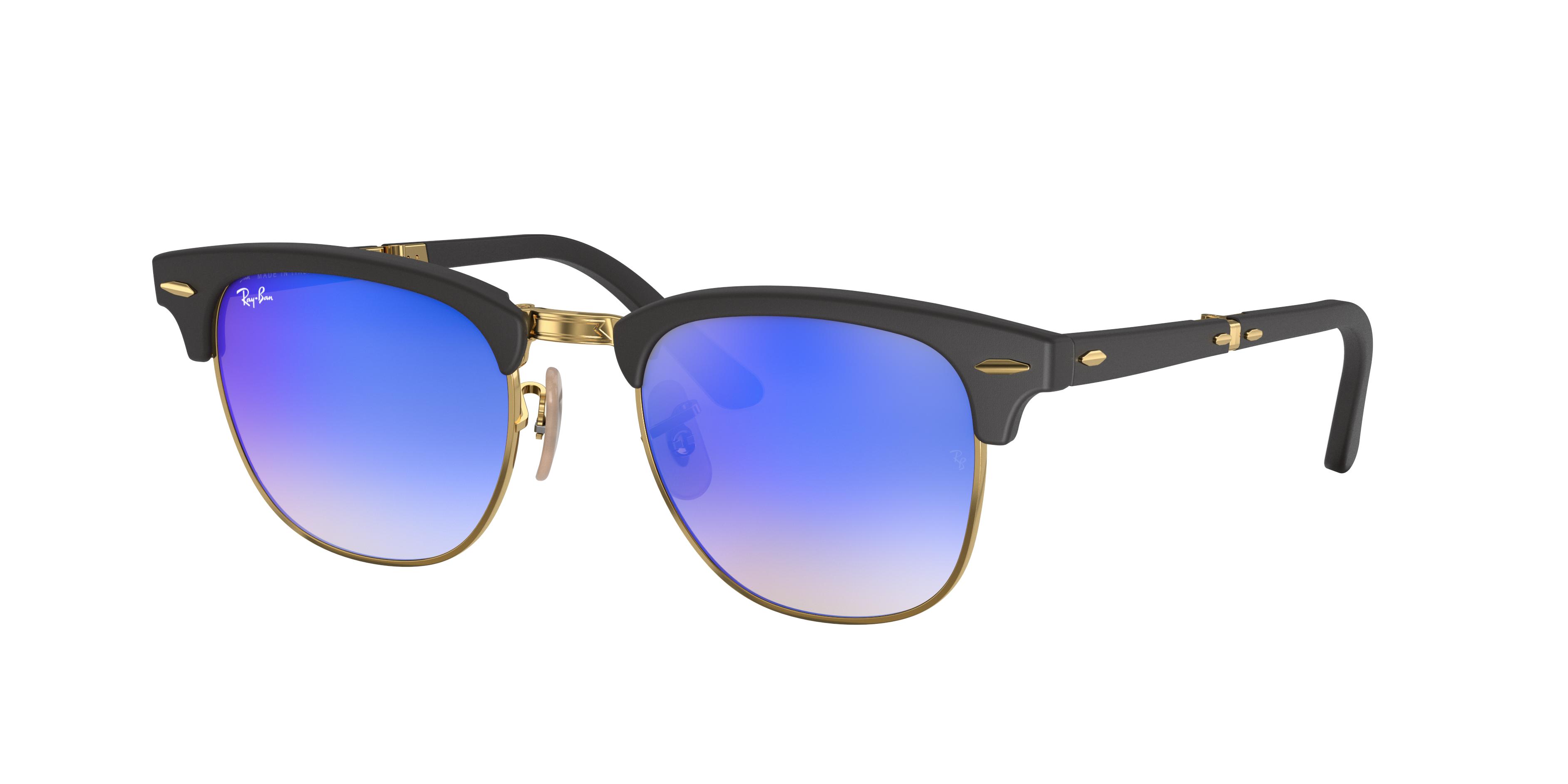 Ray-Ban Clubmaster Folding Flash Lenses Gradient Sunglasses Frame Blue  Lenses in Black | Lyst