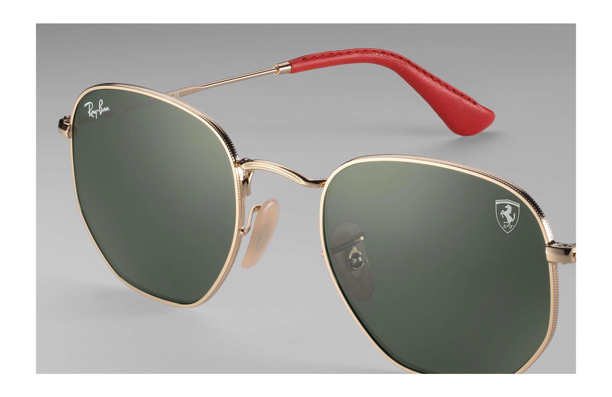 Ray-Ban Leather Rb3548nm Scuderia Ferrari Collection in Gold/Green ...