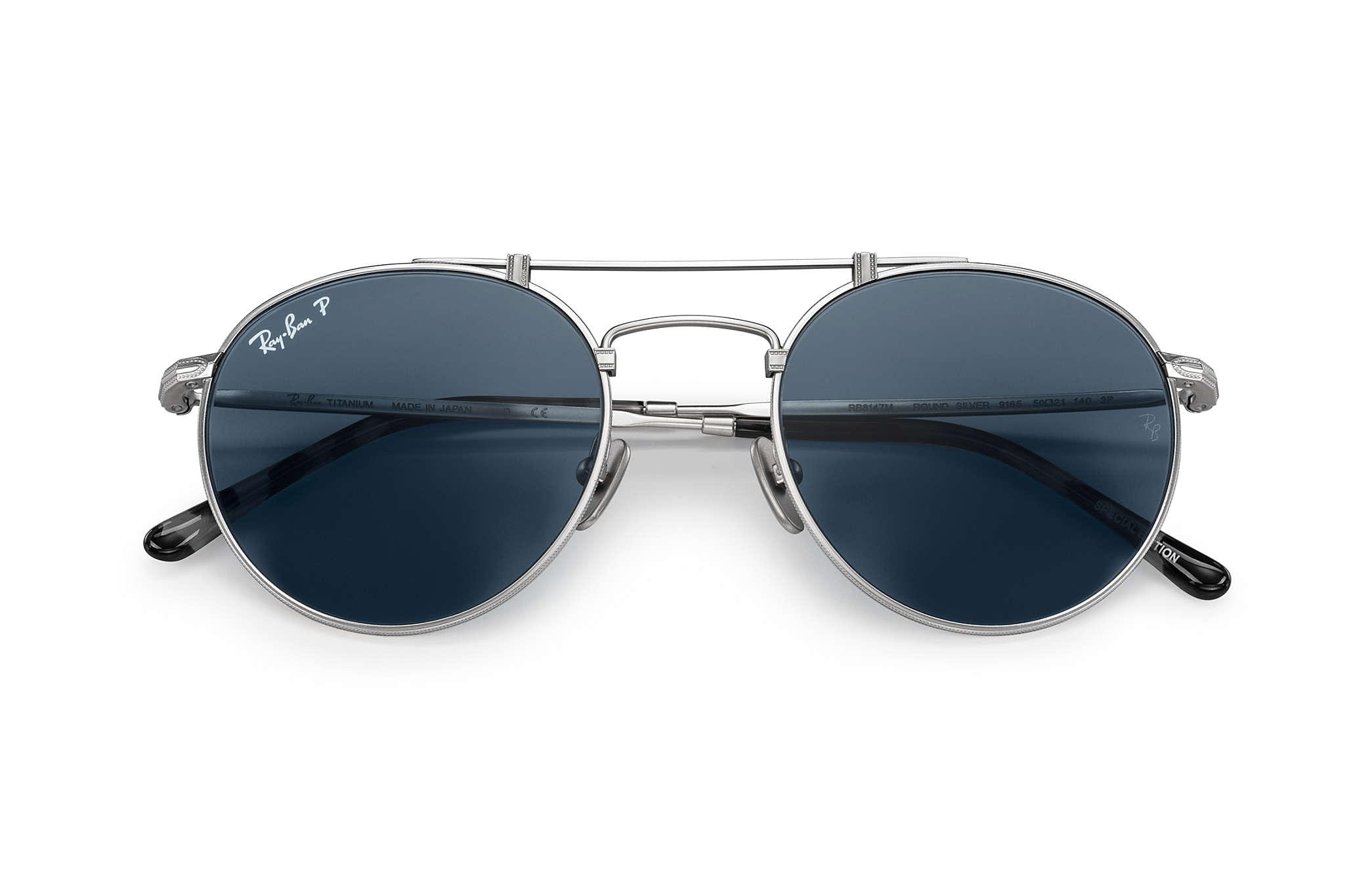 Ray-Ban Round Titanium in Blue for Men - Lyst