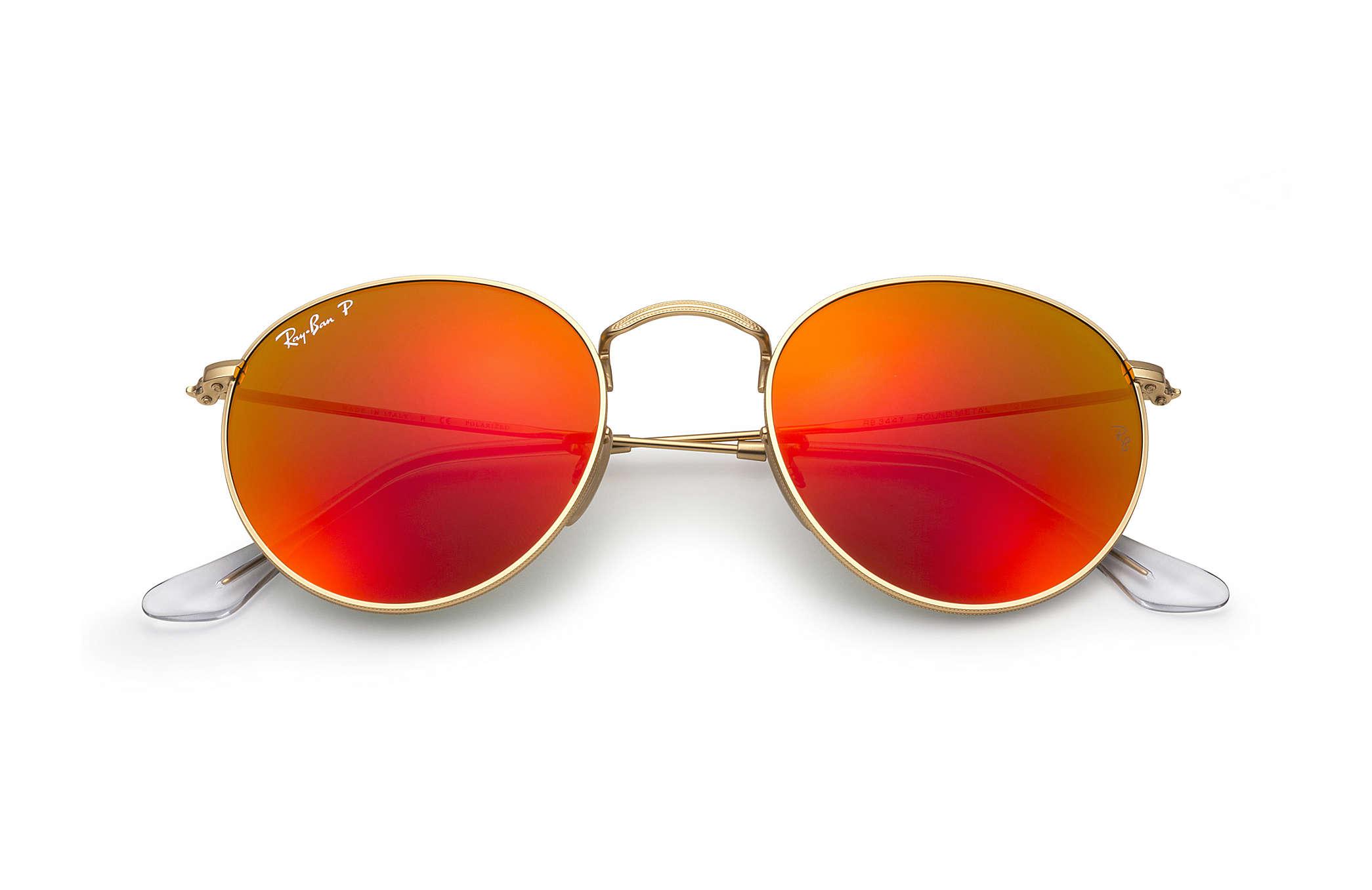 Ray Ban Round Flash Lenses In Gold Orange Orange Lyst Ray Ban Round Flash Lenses In Gold Orange Orange Lyst