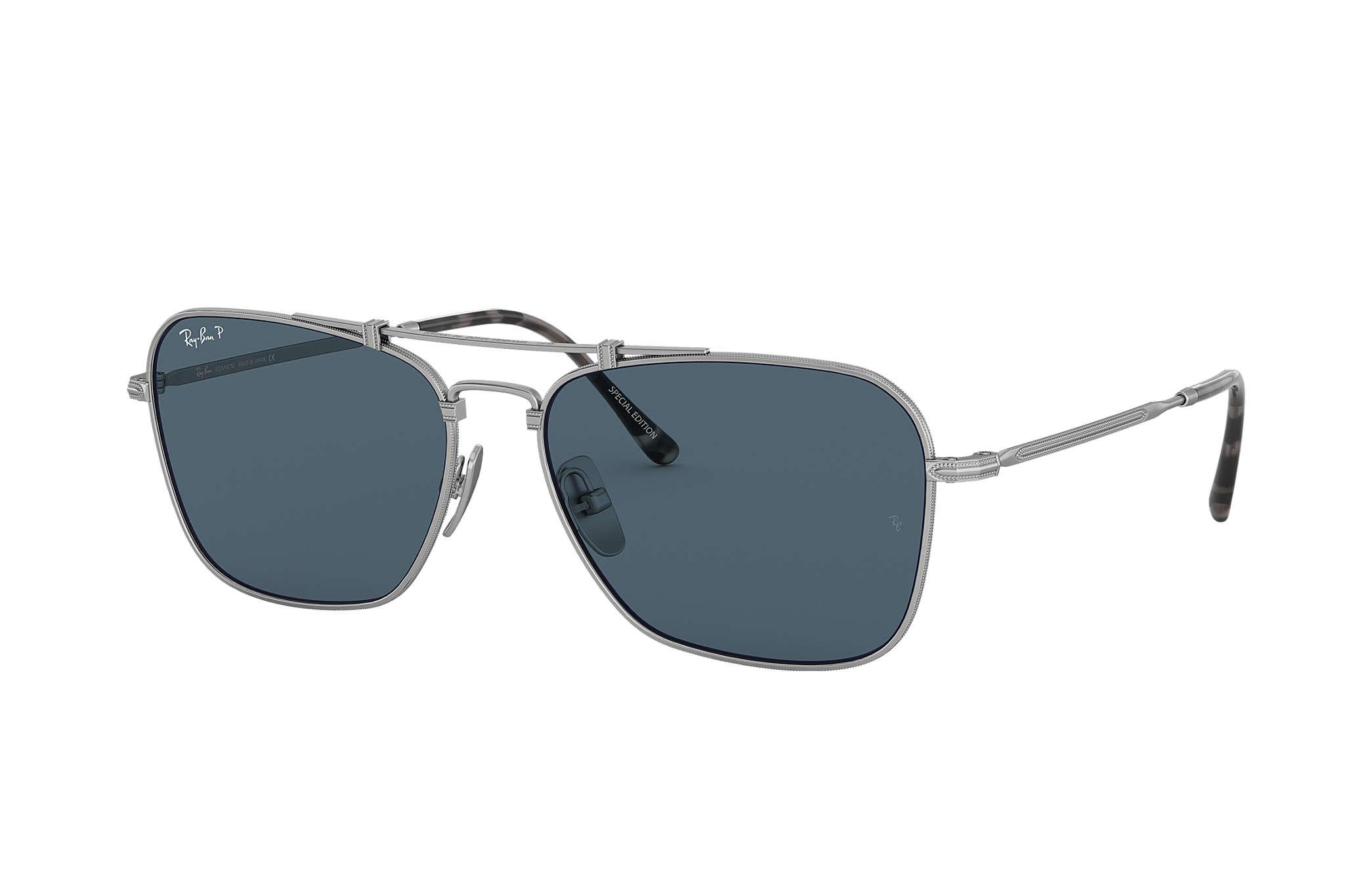 Ray-Ban Caravan Titanium Sunglasses Lenses in Silver (Blue) - Lyst