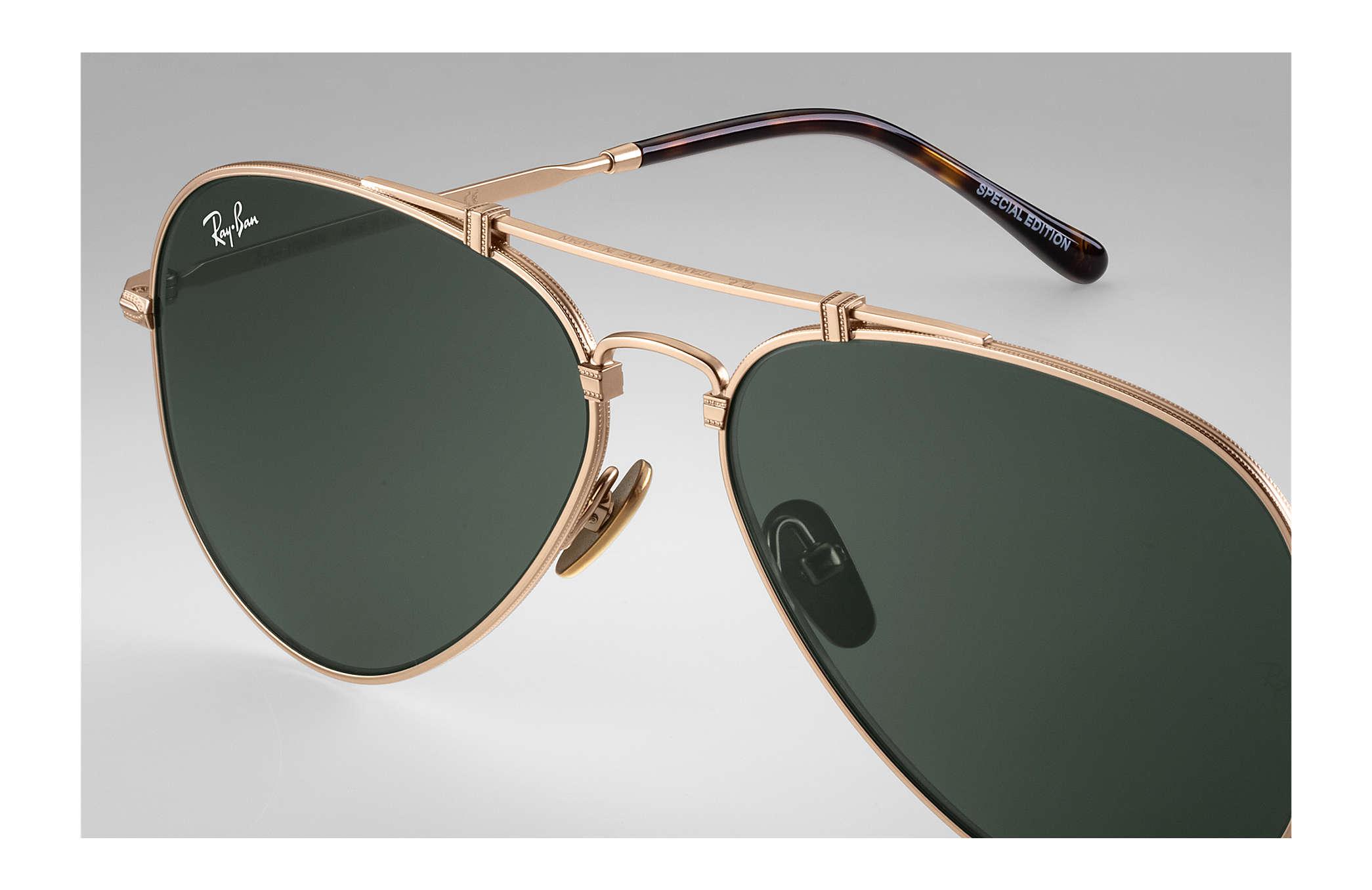 RayBan Aviator Titanium White Gold in Green Lyst