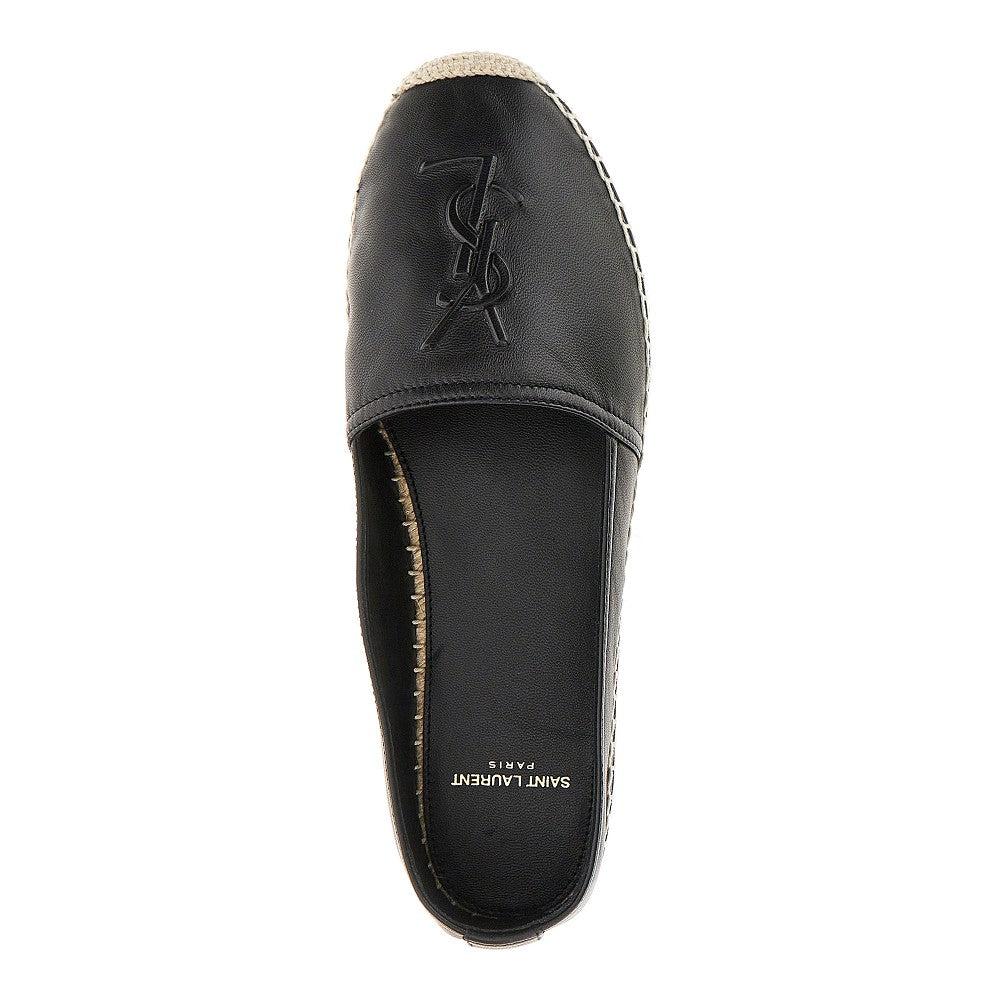 Saint Laurent Leather 'Monogram' Espadrilles With Logo in Black
