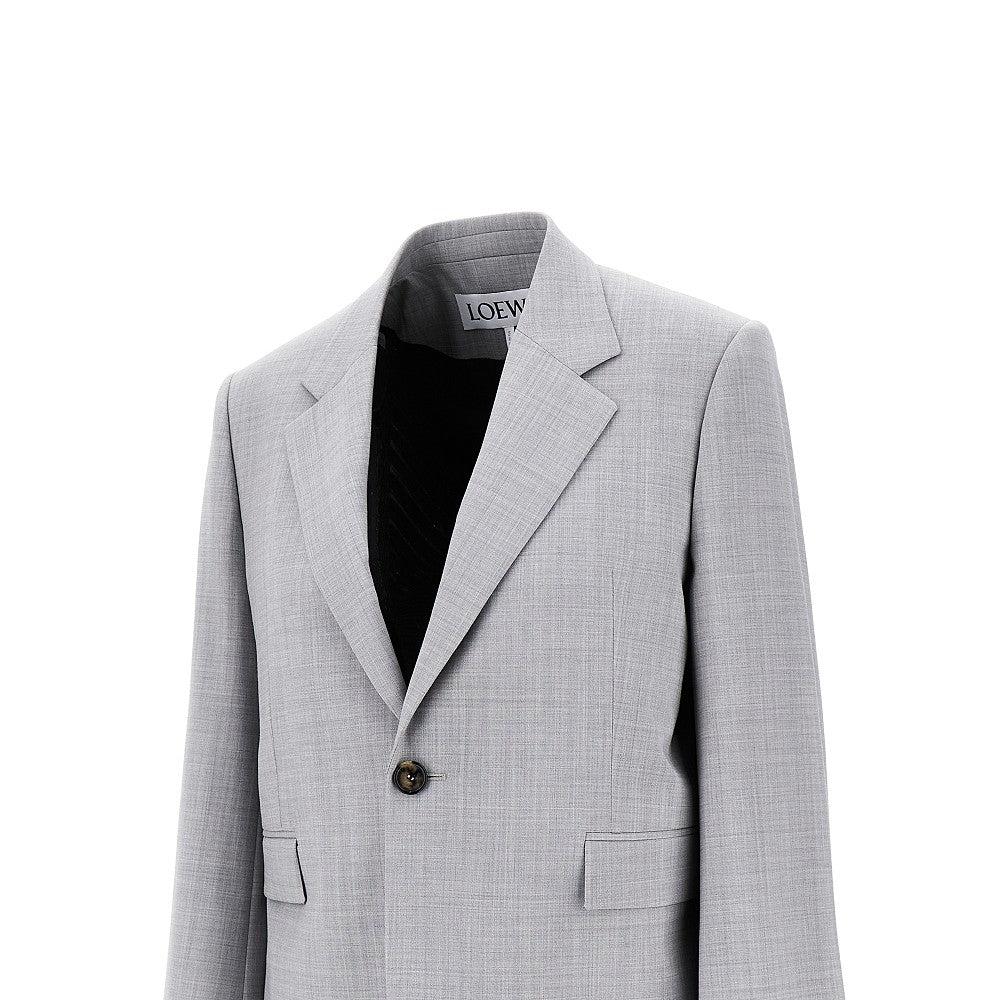 ジャケット Loewe Loewe Single-Breasted Jacket In Wool Loewe Light Gray Single-breasted Jacket In Wool Women In