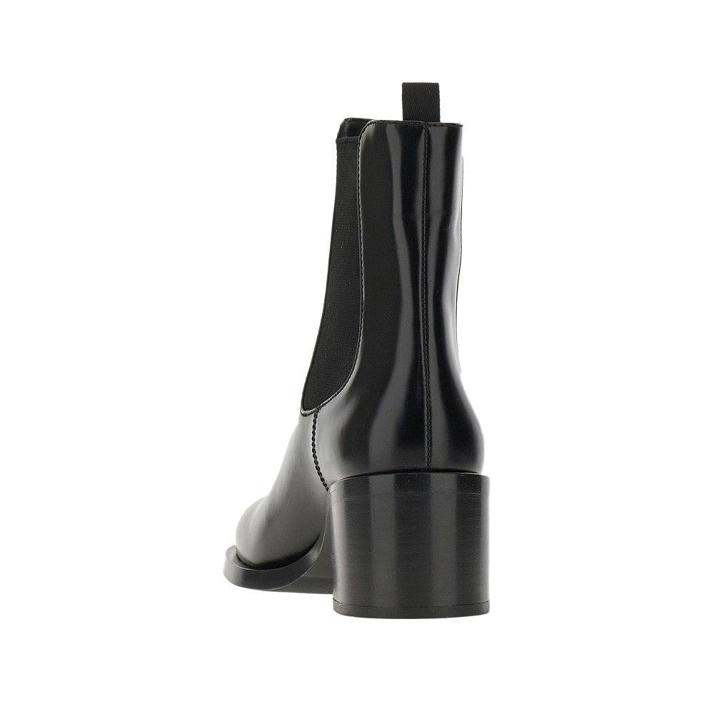 Prada Spazzolato Leather Ankle Boots With Logo in Black Lyst UK