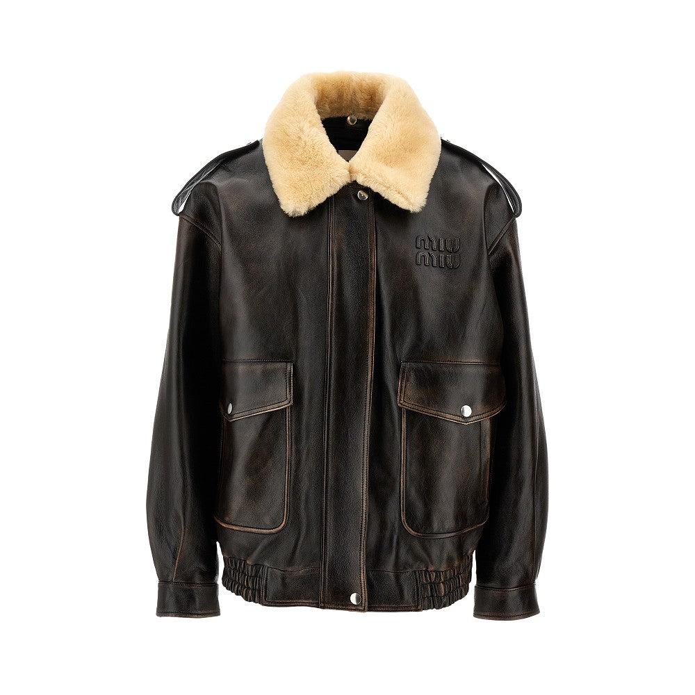 Miu Miu Old Nappa Leather Jacket in Black | Lyst UK Miu Miu Old Nappa Leather Jacket in Black | Lyst UK