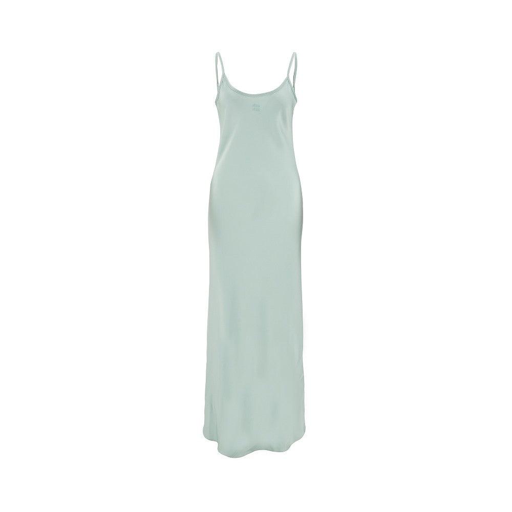 Miu Miu Satin Long Slip Dress in Green | Lyst Miu Miu Satin Long Slip Dress in Green | Lyst