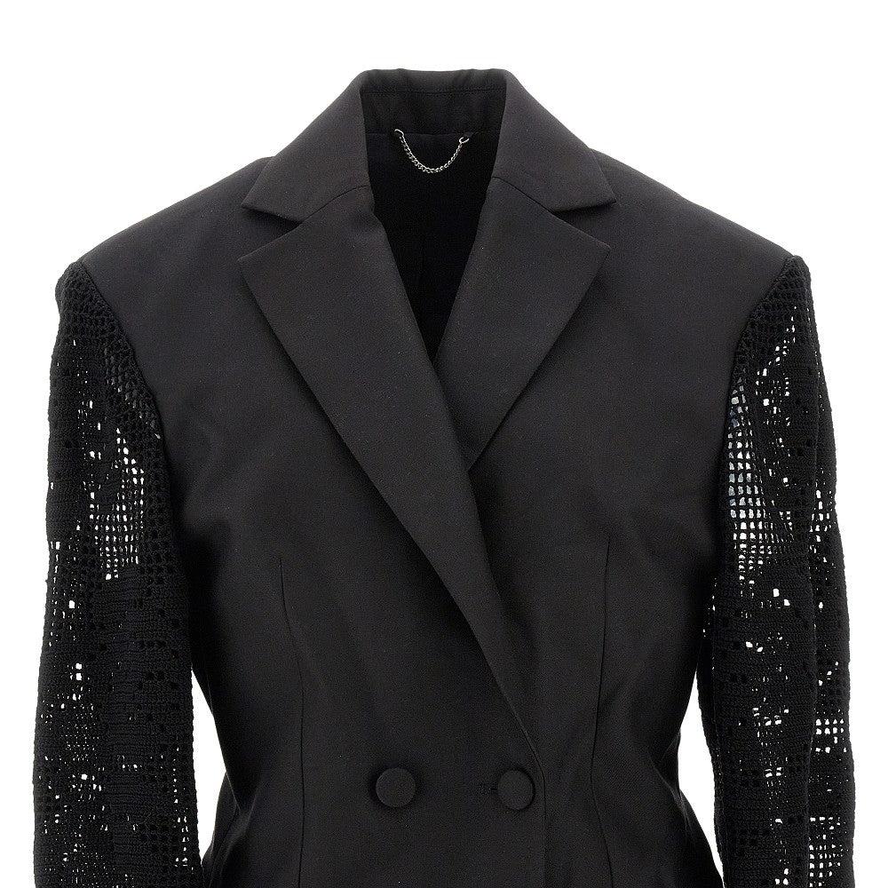 Magda Butrym Jacket With Crochet Lace Sleeves in Black Lyst UK