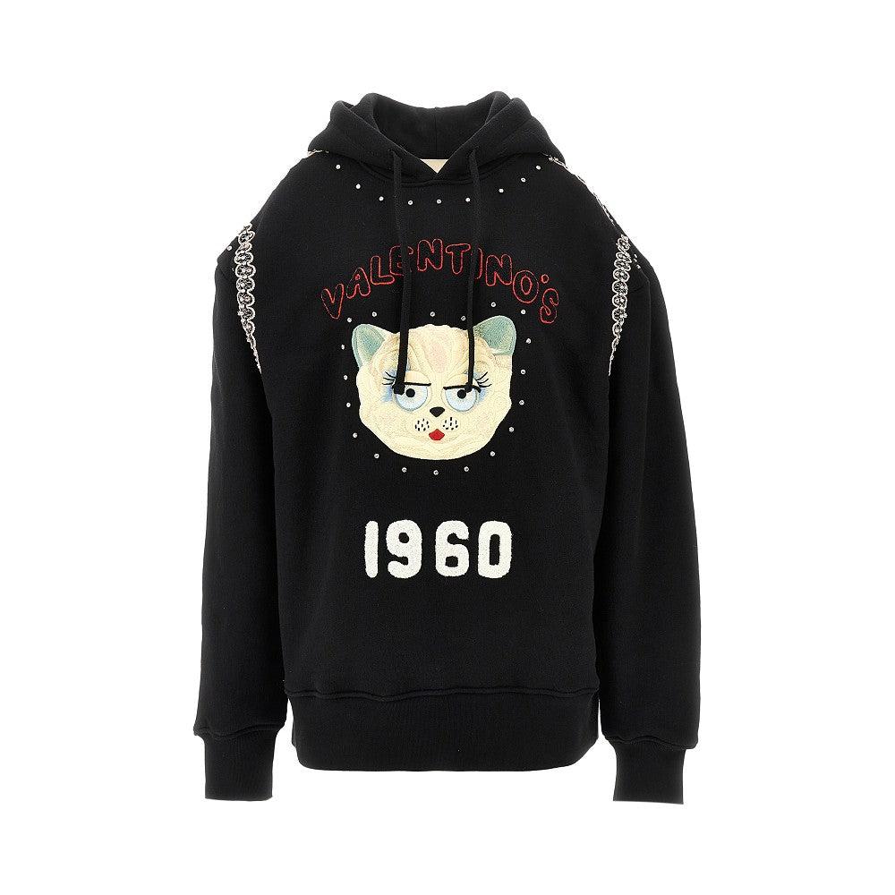 パーカー・フーディ VALENTINO LE CHAT DE LA MAISON COTTON HOODIE Valentino Garavani Chat De La Maison Hoodie | Black | FARFETCH