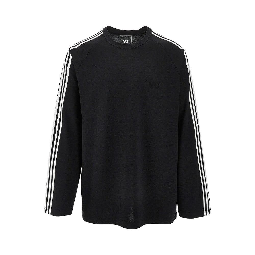 トップス Y-3 Mint 20AW Wool Long Shirt Logo Print Adidas Y-3 Black Mock Neck Long Sleeved Logo Tee Shirt H44787 New