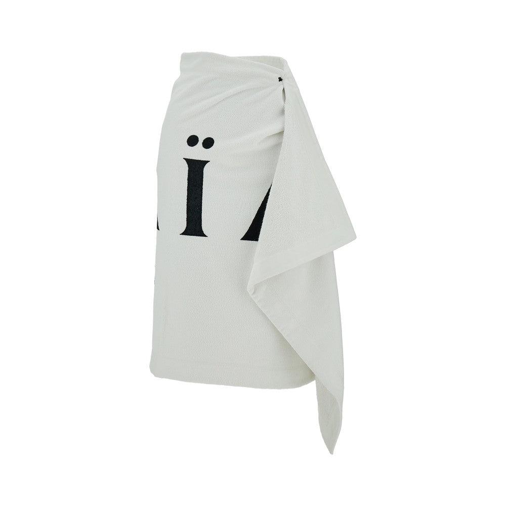 スカート ALAIA 24FW White Logo Terry Towel Skirt AA9J05566T661 000 Alaïa Terry Towel Skirt With Logo in White | Lyst