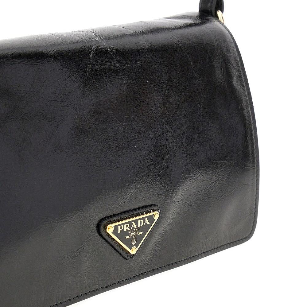 Prada Soft Lux Leather Shoulder Bag in Black | Lyst UK