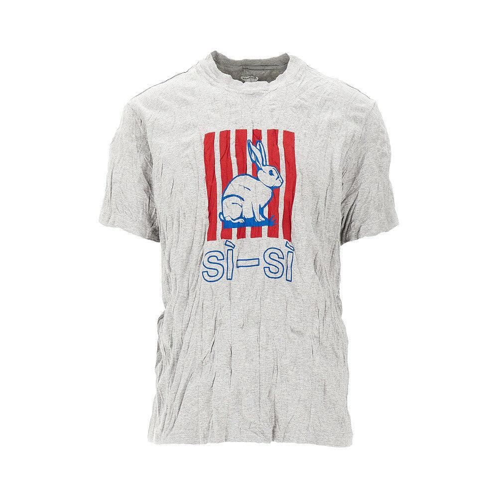 Bottega Veneta Rabbit Print Froissé Jersey T-Shirt in White for