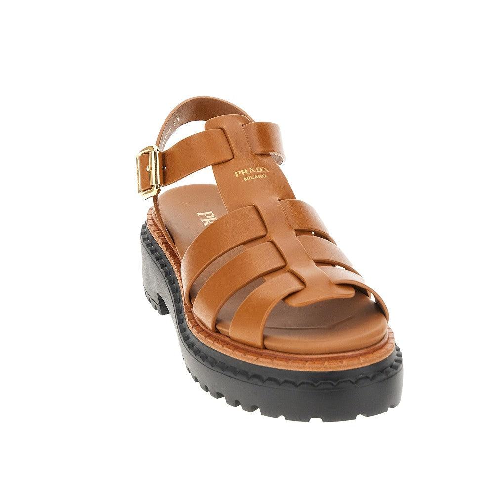 Prada Leather Sandals With Lug Sole in Brown | Lyst UK