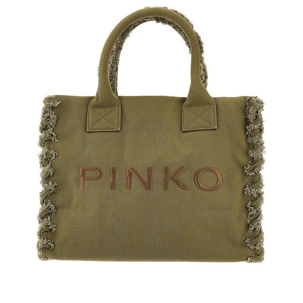 Pinko Recycled Canvas Beach Shopper in Green | Lyst