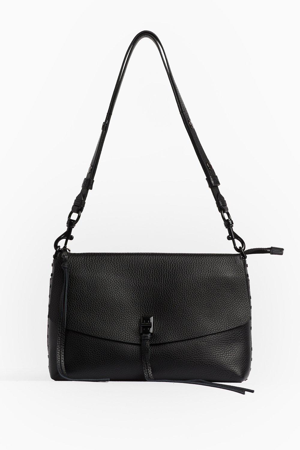 Rebecca Minkoff Leather Darren Top Zip Shoulder Bag in Black Lyst