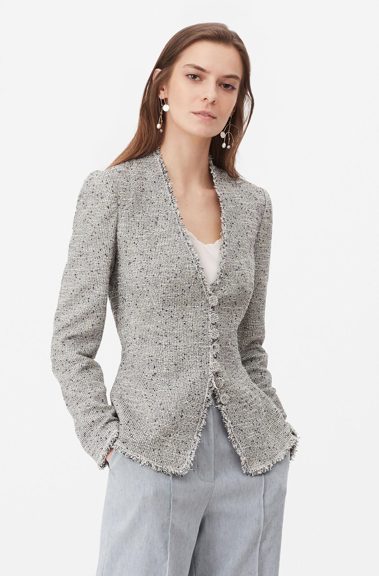 Rebecca Taylor Tailored Tweed Jacket in Navy Combo (Gray) Lyst