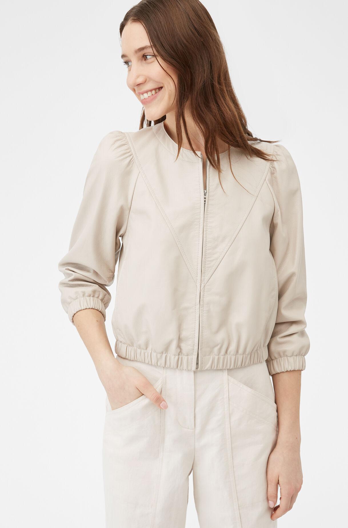 Rebecca Taylor Leather Jacket in Natural - Lyst