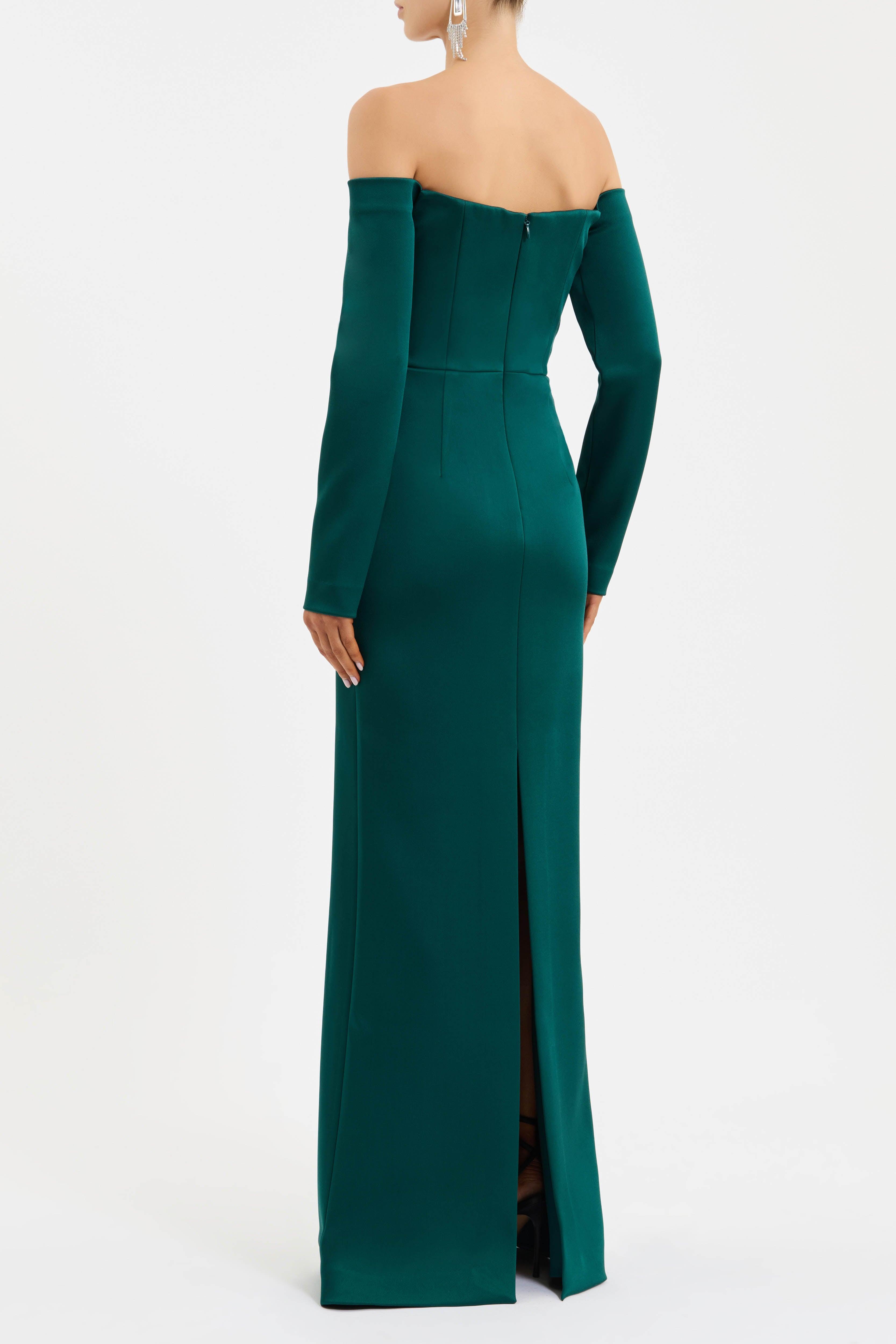 green emerald velvet dress Erin Long Sleeve Mini Dress – Rebecca Vallance main image 0