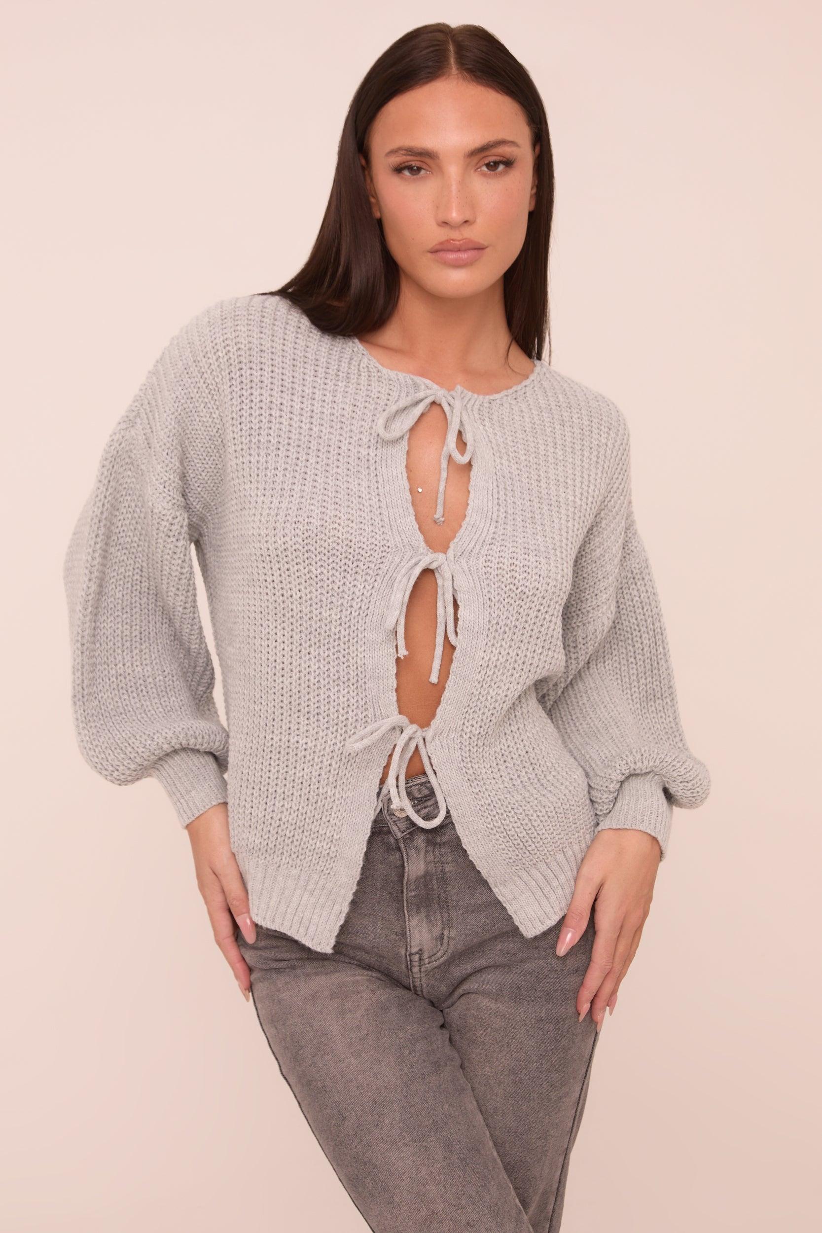 Long sleeve tie cardigan hotsell