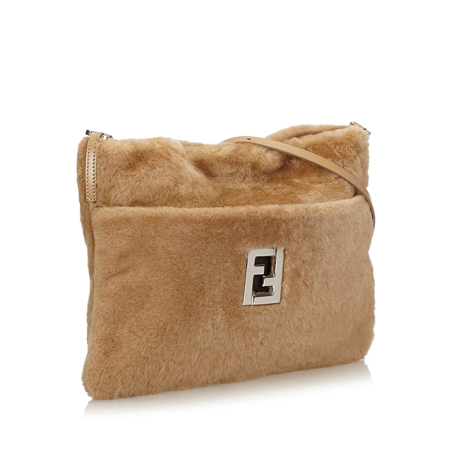 Fendi Fur Crossbody Bag in Beige (Natural) Lyst