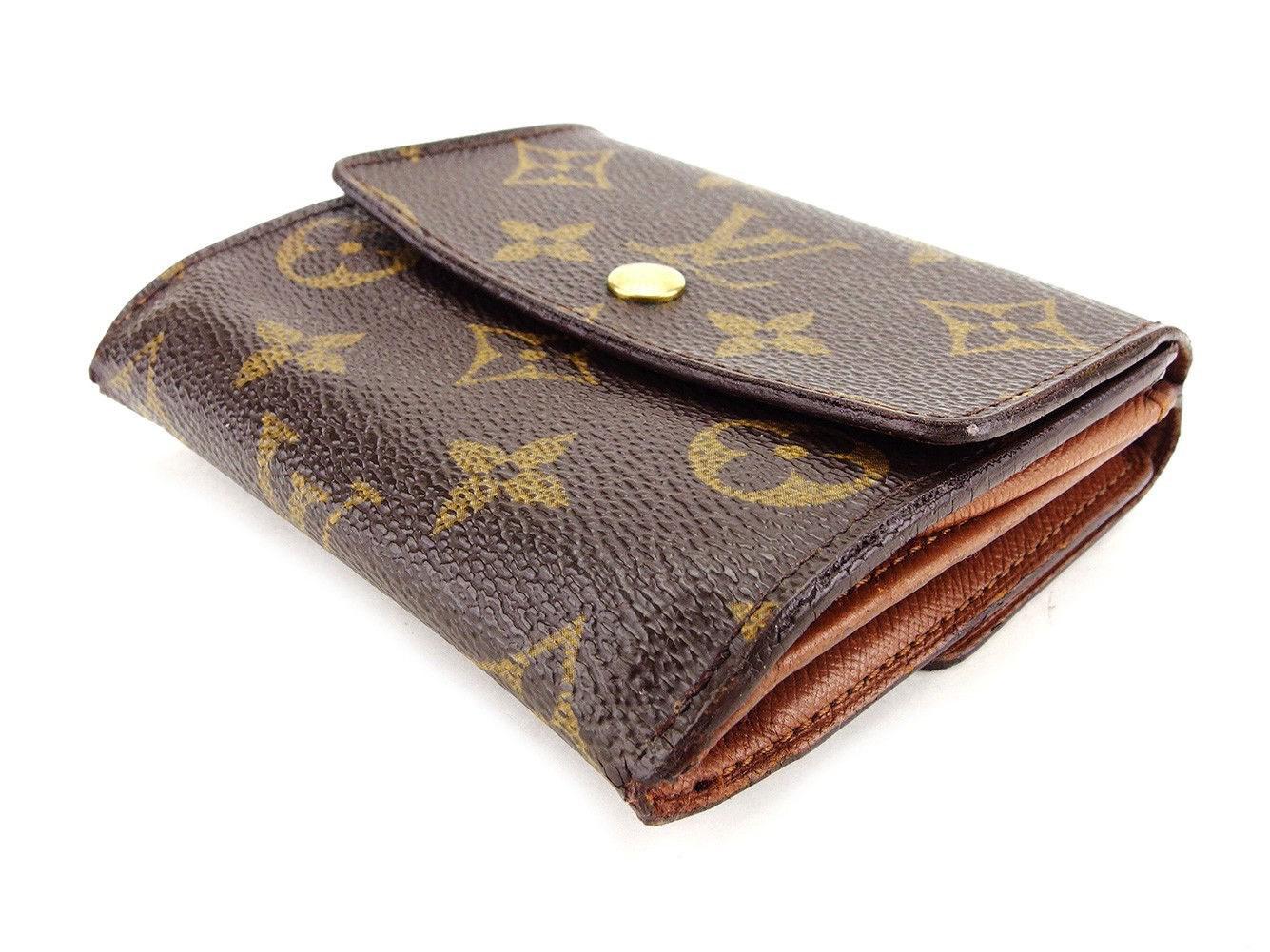 Louis Vuitton Leather Wallet Purse Double Sided Wallet Monogram Women&#39;&#39;s Men&#39;&#39;s Used T3405 in ...