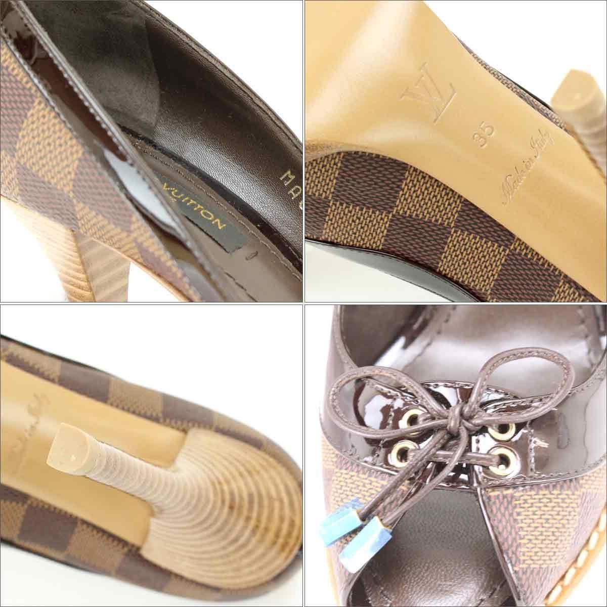 Louis Vuitton Canvas Damier Pumps High Heels Ebene Brown Ladies 35 90037371.. - Lyst