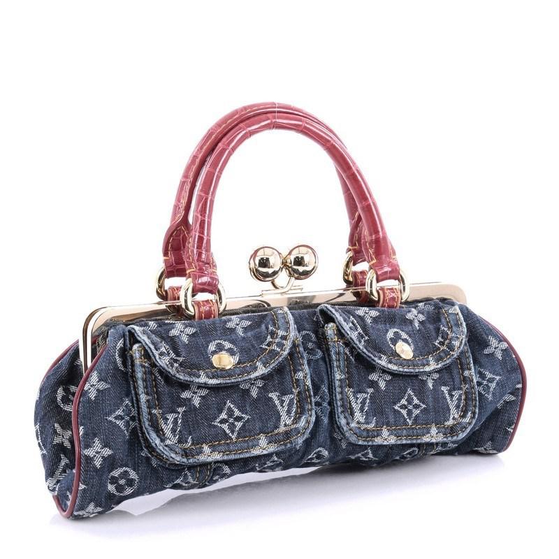 Louis Vuitton Sac Fermoir Handbag Denim With Alligator Gm in Blue - Lyst
