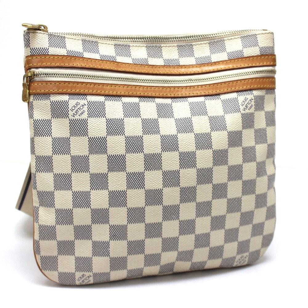 Louis Vuitton Leather Damier Azur Pochette Bosphore Crossbody Men&#39;s Women&#39;s Shoulder Bag ...