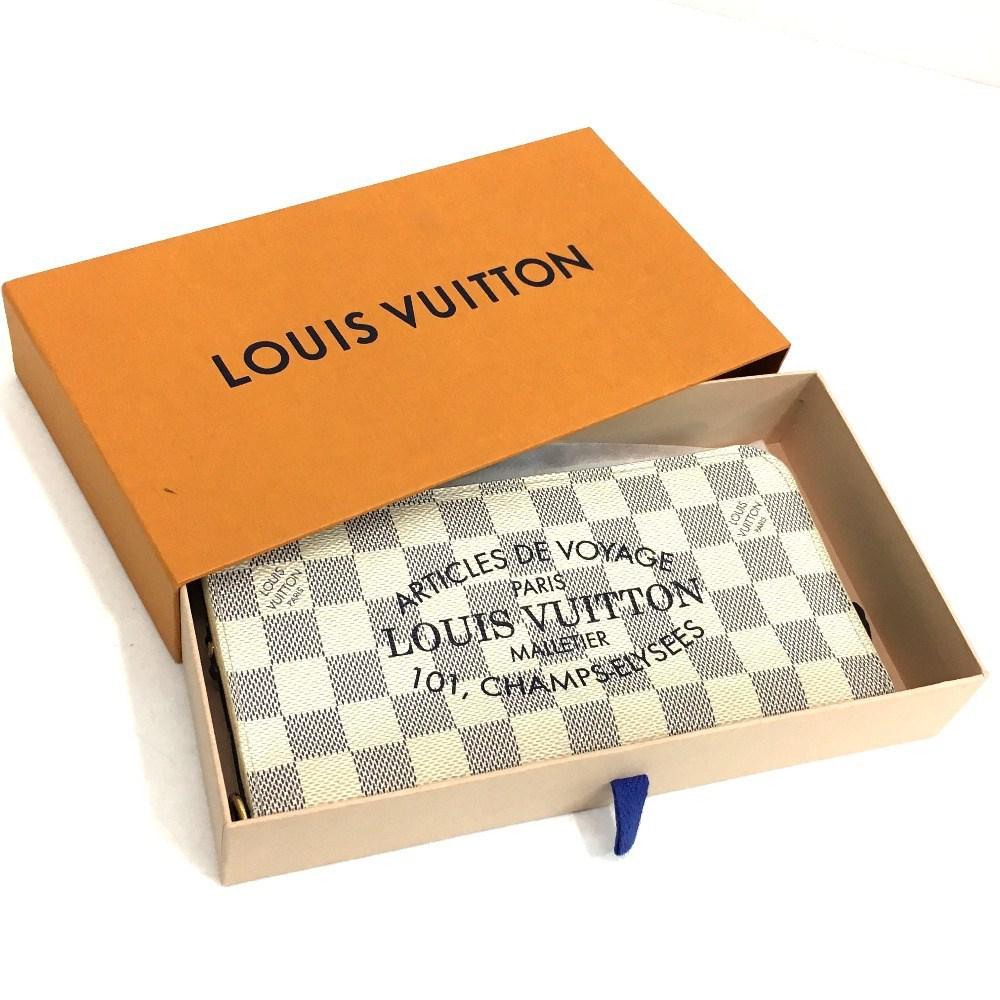 Louis Vuitton Damier Azur Portefeuille-insolite Men&#39;s Women&#39;s Bifold Wallet White ...