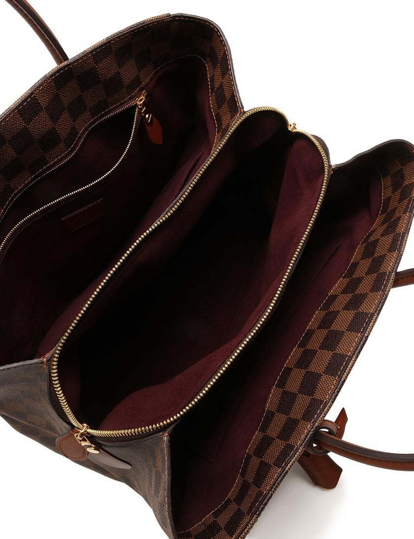 Louis Vuitton Leather Ascot Handbags Damier Ebene Tea in Brown - Lyst