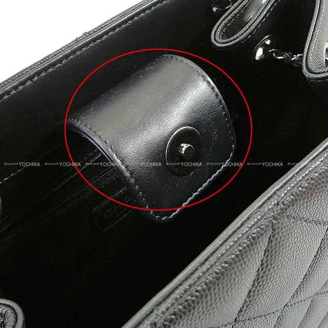Chanel Leather [pre Loved] Matelasse Cc Chain Shoulder Bag Black Caviar Skin A93354 [near Mint ...
