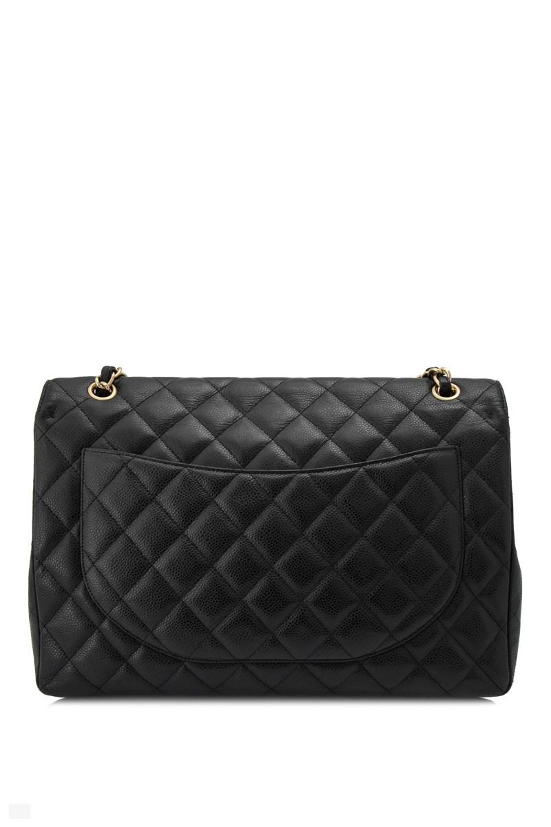 Chanel Leather Pre-owned Maxi Classic Flap Bag in Black - Lyst
