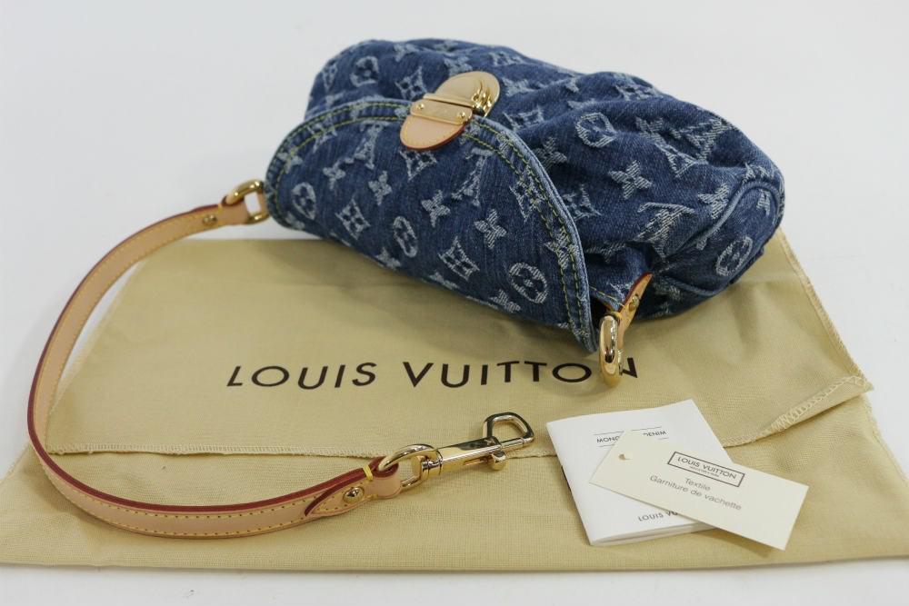 Louis Vuitton Monogram · Denim · Mini Pleated · Shoulder Bag / M95050 / Blue Xinside: Mustard ...