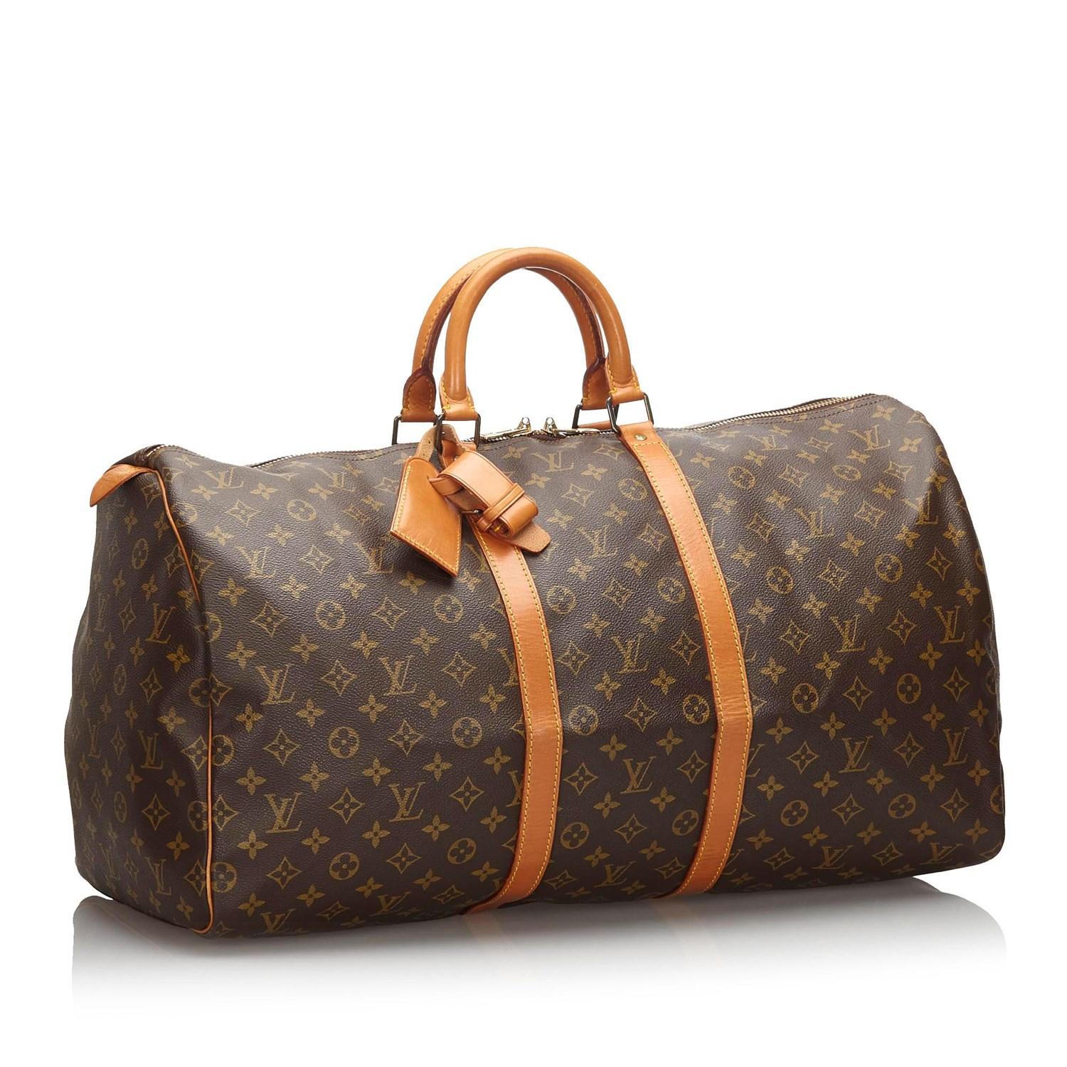 Louis Vuitton Canvas Brown Monogram Keepall 55 Bag for Men - Lyst