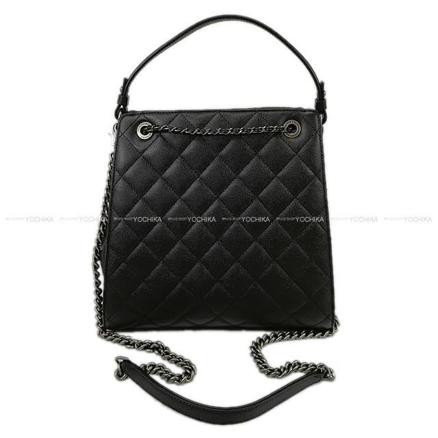 Chanel Leather [pre Loved] Matelasse Cc Chain Shoulder Bag Black Caviar Skin A93354 [near Mint ...