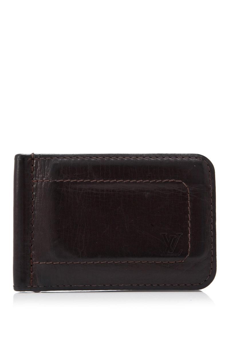 Louis Vuitton Pre-owned Utah Leather Money Clip in Brown for Men - Lyst
