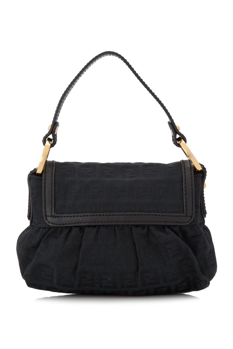 Fendi Canvas Pre-owned Zucca Top Handle Bag in Black - Lyst