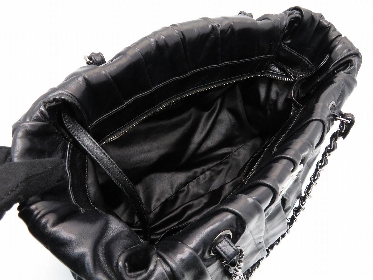 Chanel Calfskin Leather Silver Metal Chain Shoulder Bag Black 4929 - Lyst