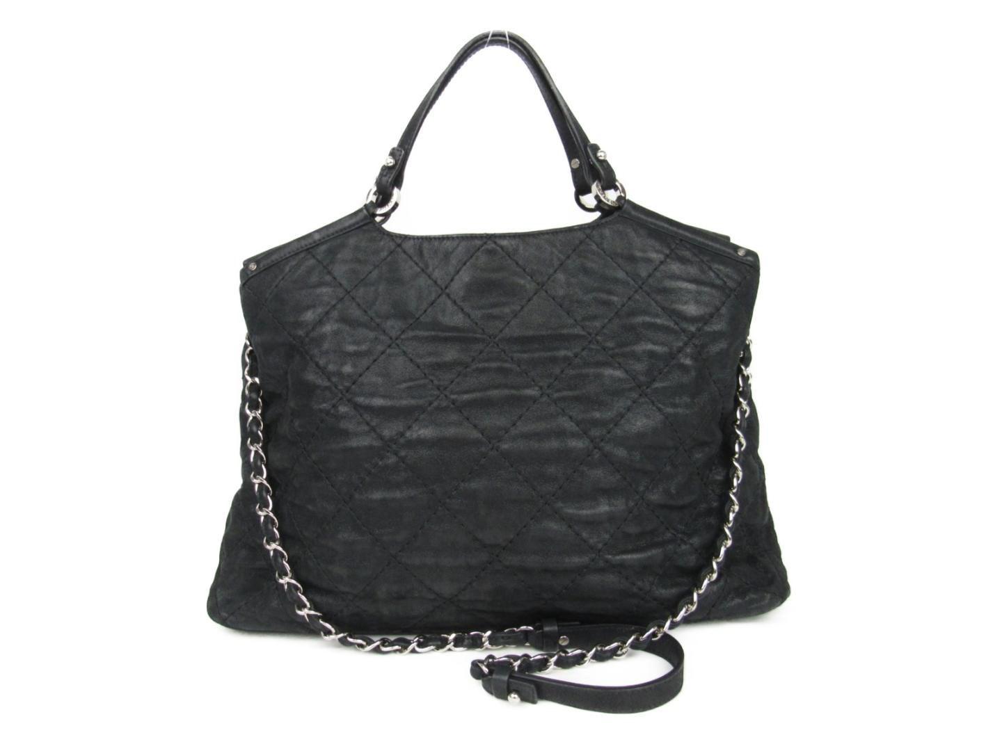 Lyst - Chanel Cc 2way Shoulder Hand Tote Bag Leather Black Used Vintage in Black