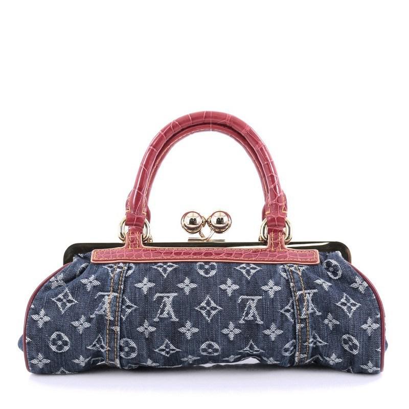 Louis Vuitton Sac Fermoir Handbag Denim With Alligator Gm in Blue - Lyst