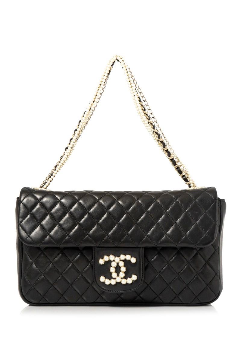 Chanel Leather Pre-owned Flap Shoulder Bag in Black - Lyst