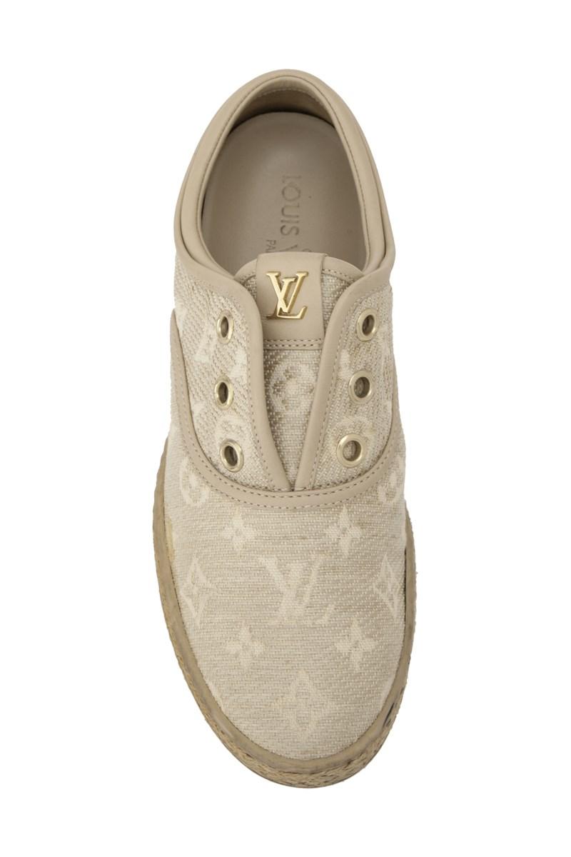 Louis Vuitton Canvas Pre-owned Slip On Sneakers in Beige (Natural) - Lyst