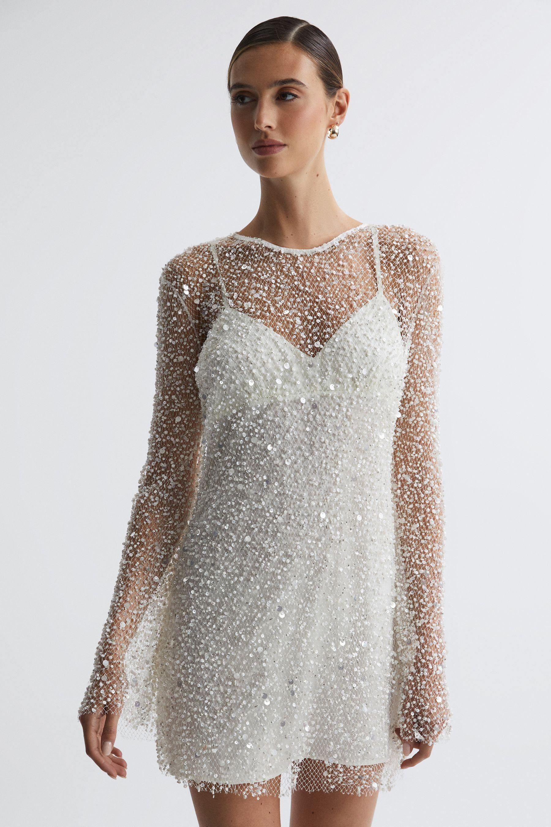 Anna Quan Marzia - Handcrafted Sequin Mini Dress, Perla | Lyst