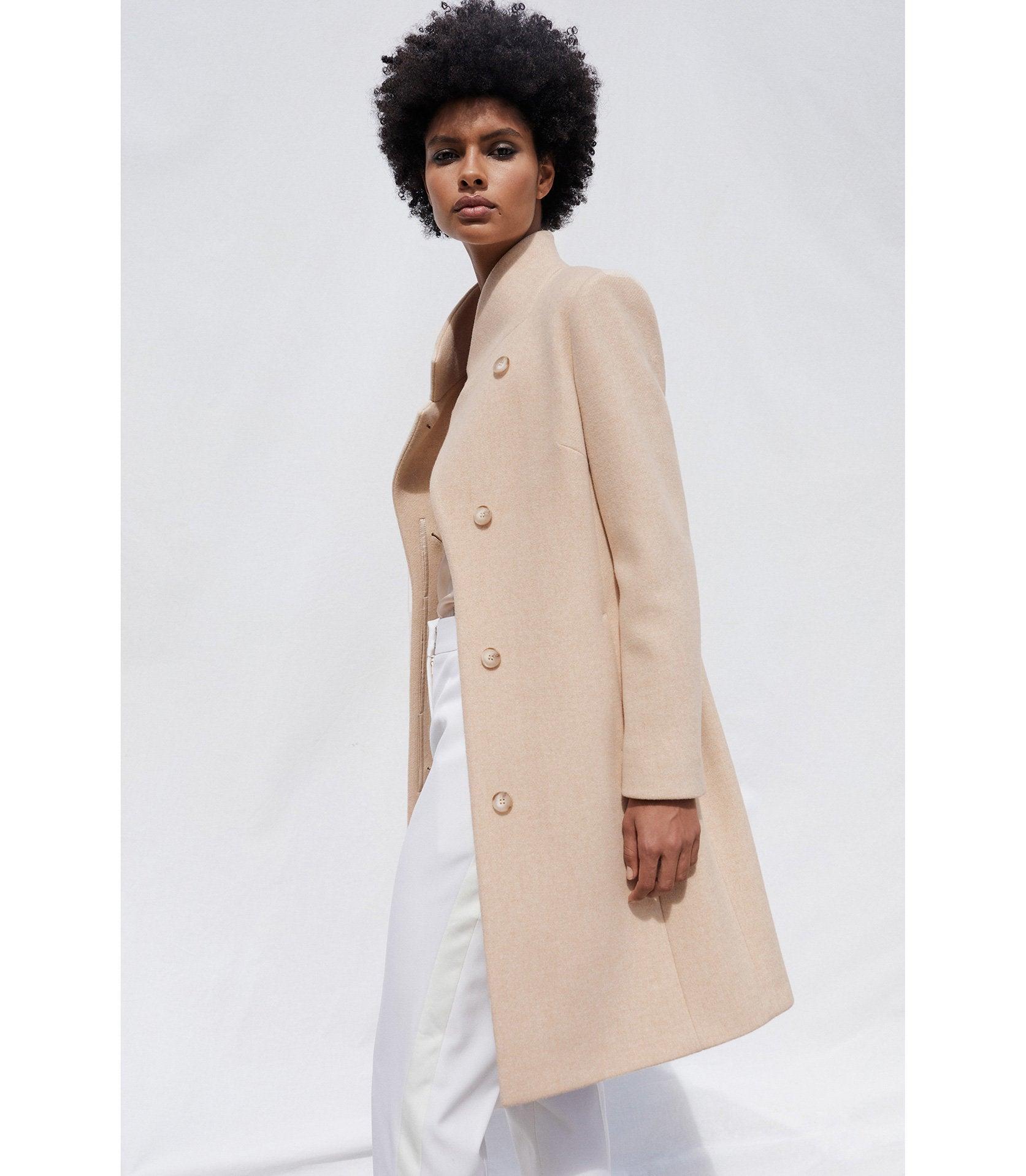 reiss black marcie wool blend mid length coat